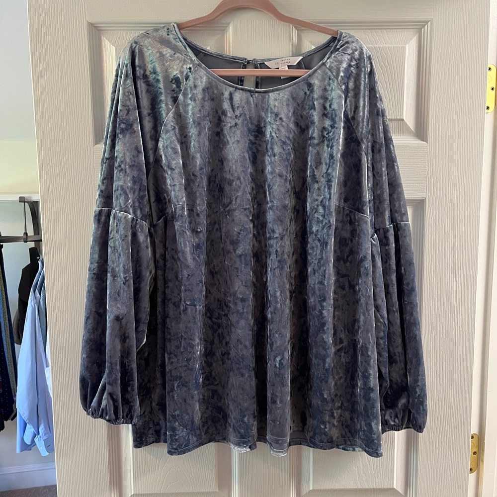 LC Lauren Conrad Crushed Velvet Tunic in Slate Blue